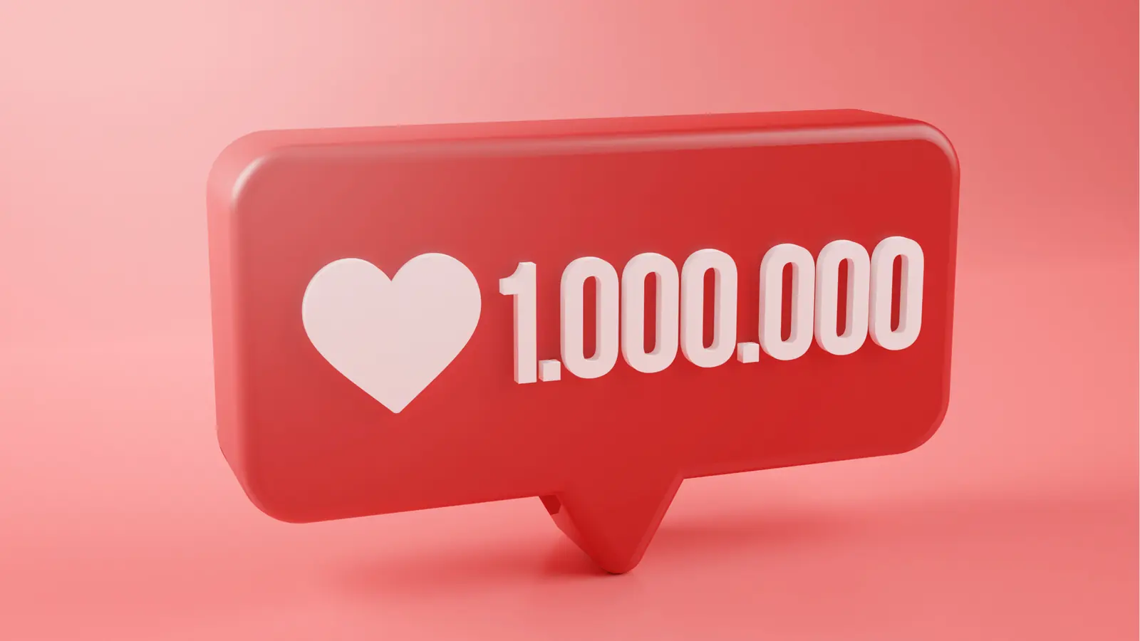 Red 3D social media like bubble showing one million likes on pink background for ROI reporting