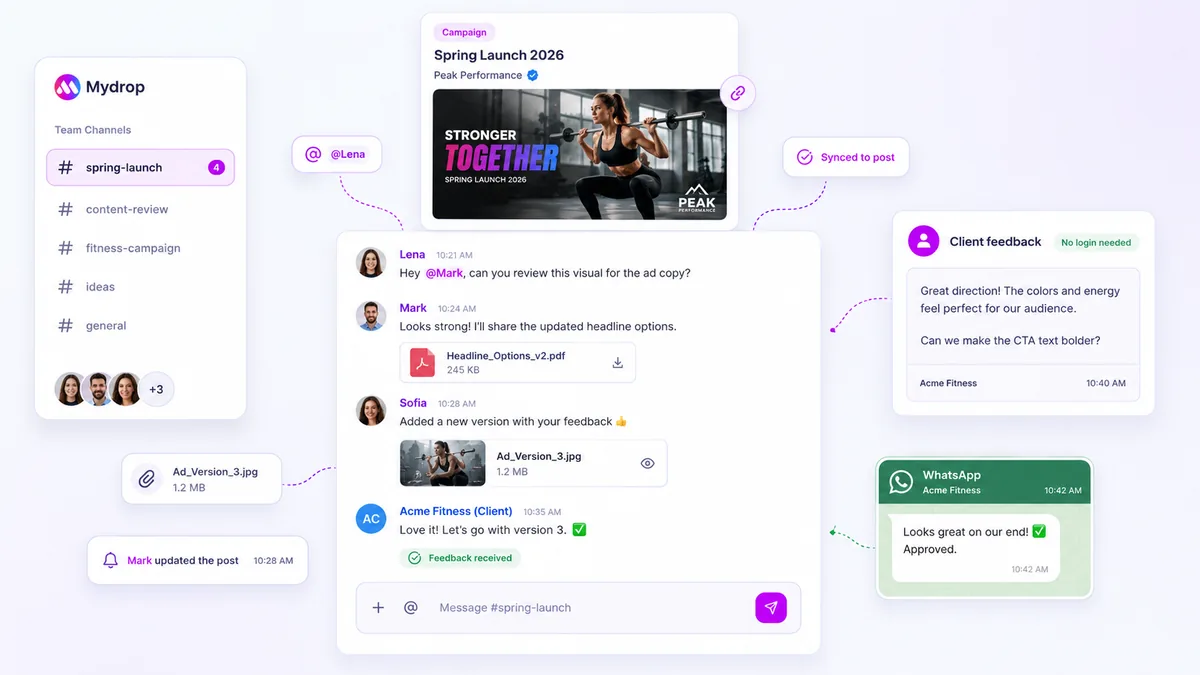 Mydrop Notes feature interface