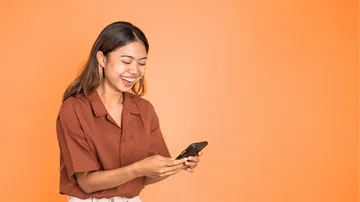 Smiling social media manager